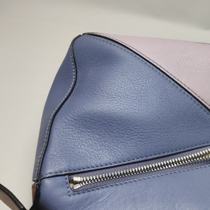Loewe Puzzle Small Tricolor Purple Pink Grey Calfskin Leather Crossbody Bag