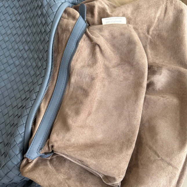 Bottega Veneta Veneta Hobo Misty Blue Intrecciato Leather Bag Medium 45cm