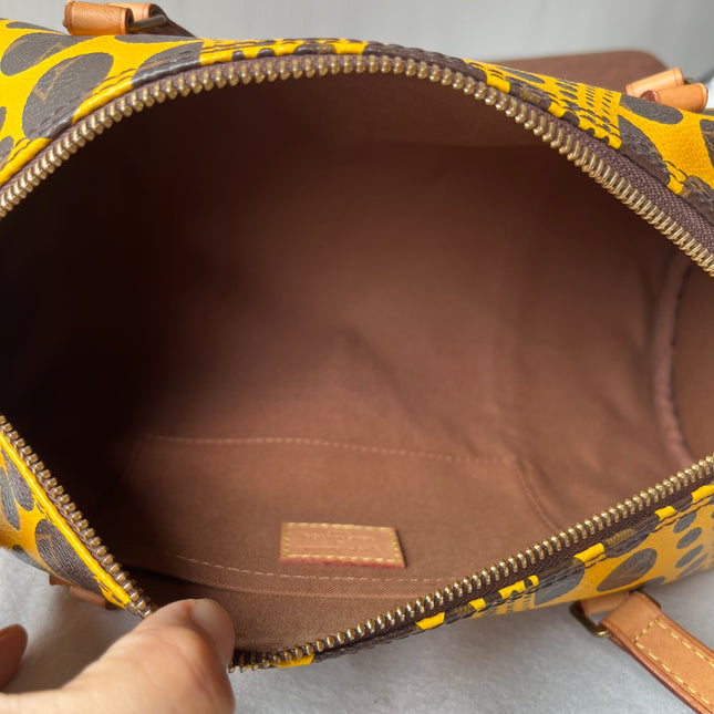 Louis Vuitton x Kusama Papillon 28 Yellow Polka Dots Handbag