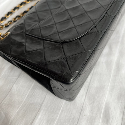 Chanel Classic Flap Medium Vintage Black Lambskin Leather with 24k Gold Hardware