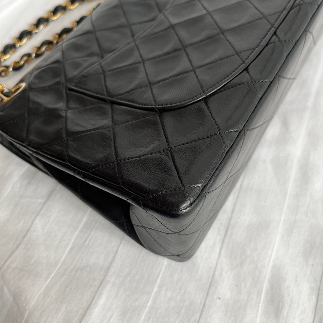 Chanel Classic Flap Medium Vintage Black Lambskin Leather with 24k Gold Hardware