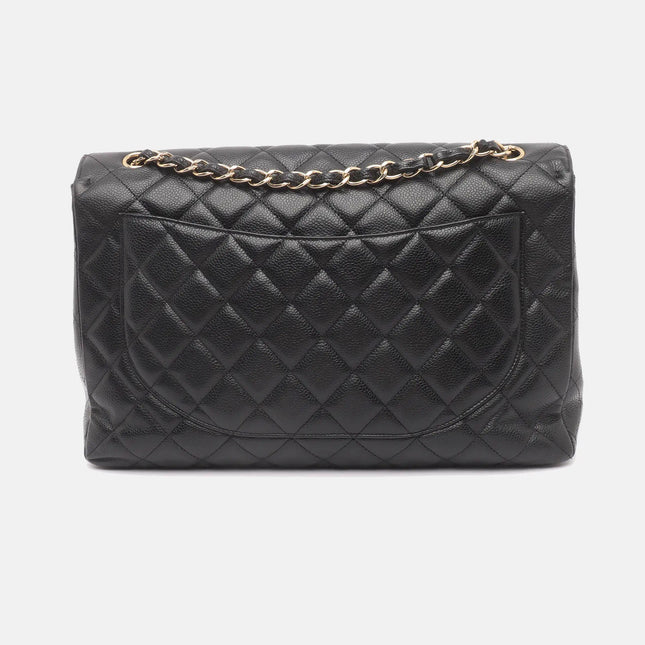 Chanel Classic Flap Maxi 2009 Black Caviar Leather Single Flap with Gold Hardware