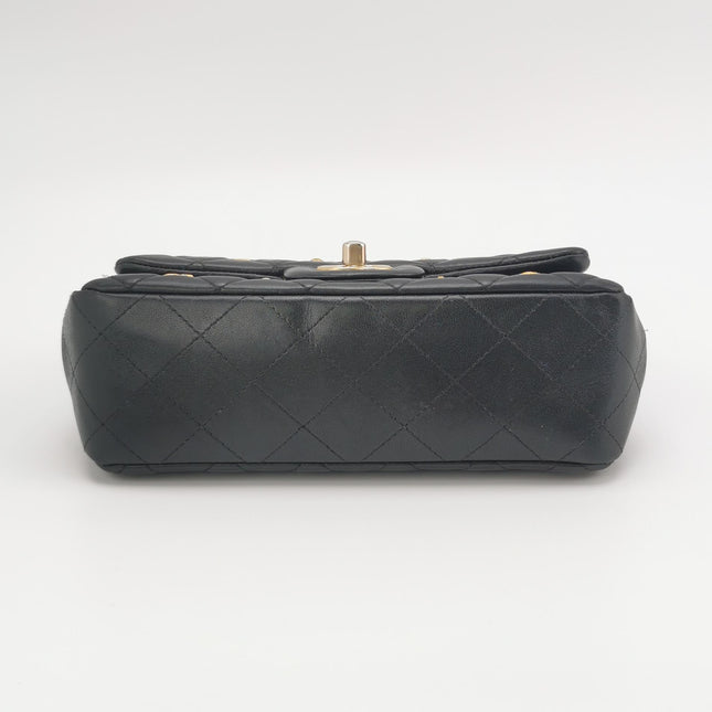 Chanel Classic Flap Mini Egyptian Amulet Black Lambskin Leather Gold Hardware