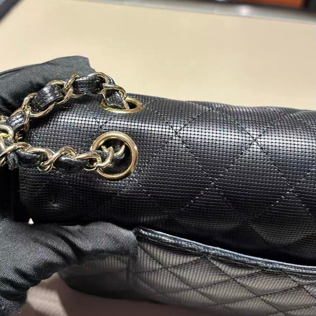 Chanel Classic Flap Medium 2016 Black Pixel Effect Calfskin Leather Gold Hardware