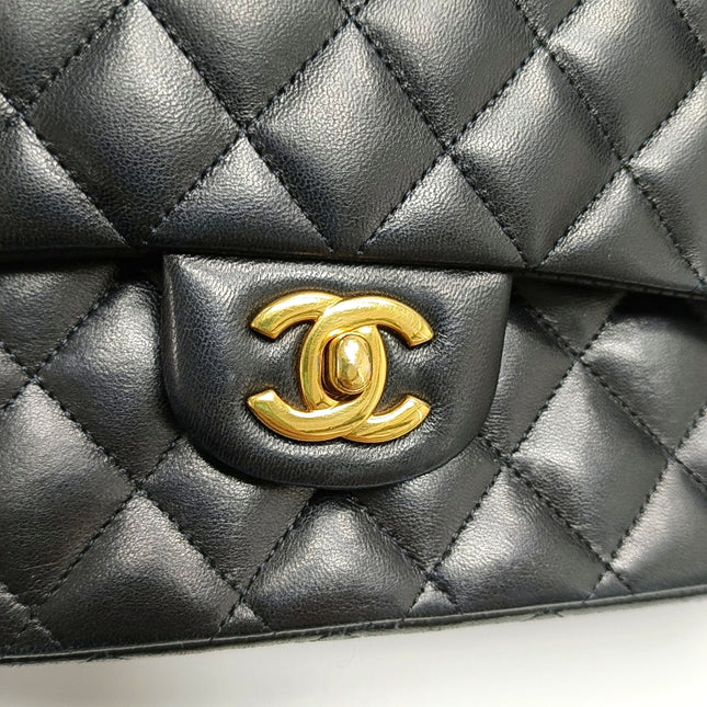 Chanel Classic Flap Medium Black Lambskin Leather Gold Hardware 2009-2010