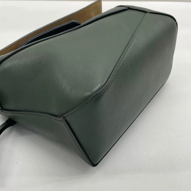 Loewe Puzzle Edge Braided Handle Small Dark Green Nappa Calfskin leather Crossbody bag