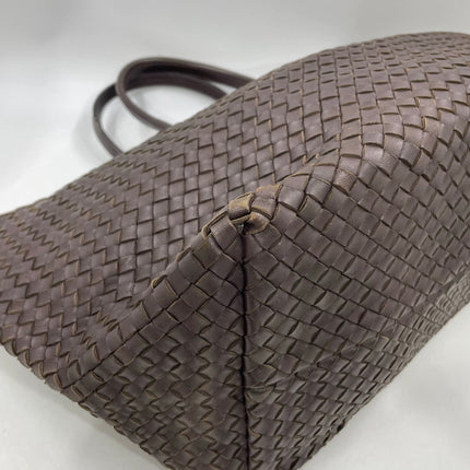 Bottega Veneta Cabat Tote Intreccio Leather Dark Chocolate Brown 40cm