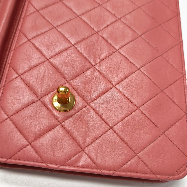Chanel Vintage Double CC Turnlock Small Pink Lambskin Leather 2Way Shoulder Bag