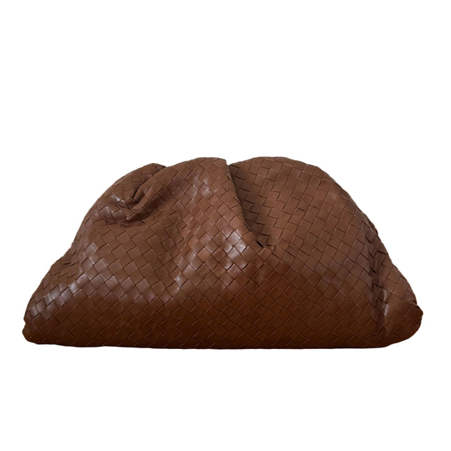 Bottega Veneta Pouch Large Intrecciato Milk Chocolate Brown Calfskin Leather-Luxbags