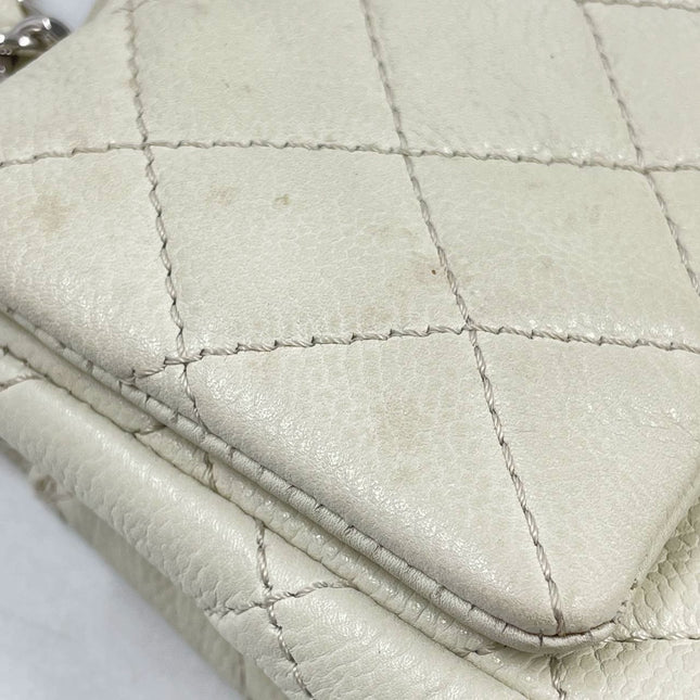 Sold Chanel Classic Flap Maxi Milk White Caviar Leather Silver-tone Hardware Giant CC Logo