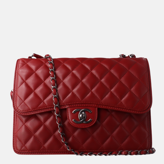 Chanel Classic Flap Jumbo Large Red Calfskin Leather, 2013-2014-Luxbags