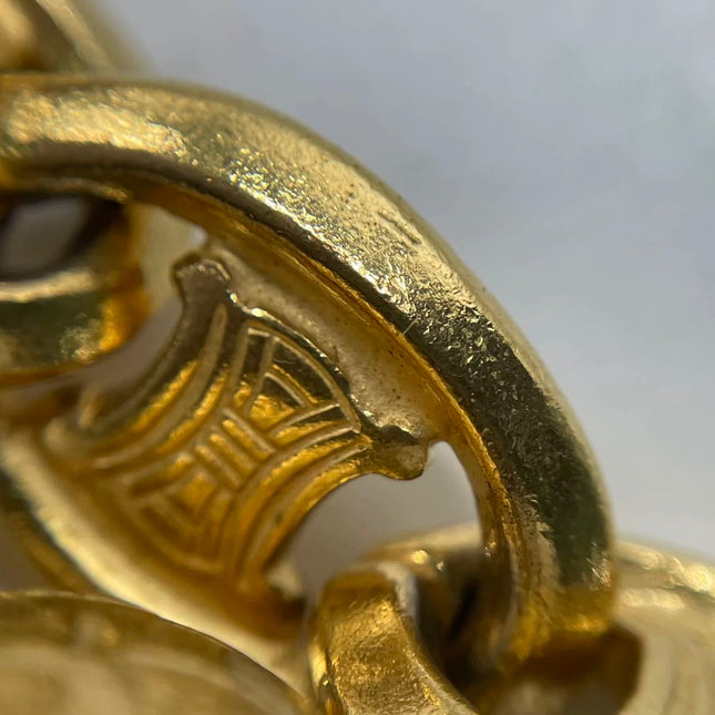 Celine 1990s Vintage Gold-tone Triomphe Planet Link Charm Bracelet