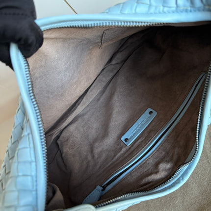 Bottega Veneta Veneta Hobo Medium Baby Blue Intrecciato Leather Bag 41cm