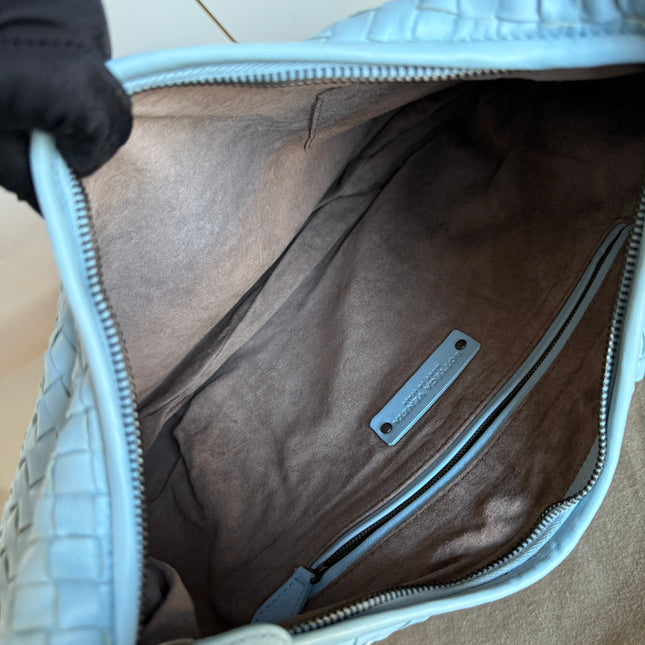 Bottega Veneta Veneta Hobo Medium Baby Blue Intrecciato Leather Bag 41cm