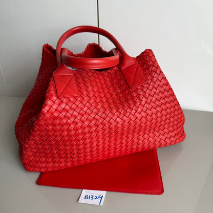 Bottega Veneta Cabat Large Intreccio Red Leather 40cm