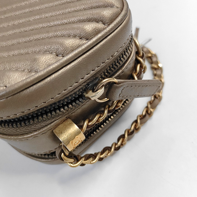 Chanel Mademoiselle Camera Mini Bag Copper Gold Lambskin Leather Gold Chain, 2014-2015