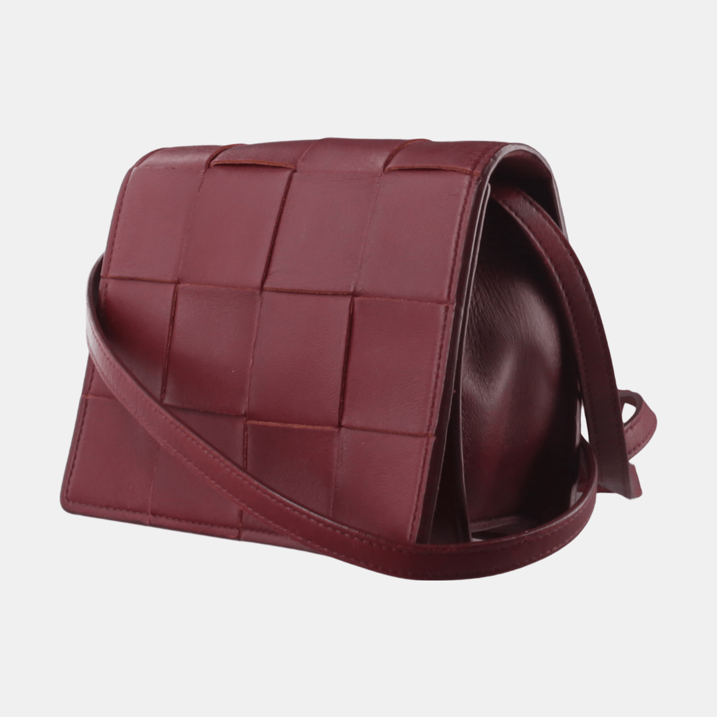 Bottega Veneta Cassette Mini Burgundy Leather Crossbody Bag