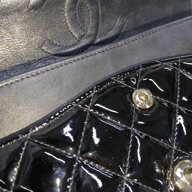 Chanel Classic Flap Medium Black Patent Leather Silver HW, 2010-2011