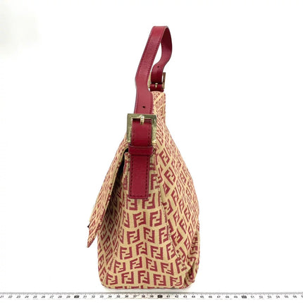 Fendi Mamma Baguette Red Classic Zucchino Monogram Shoulder Bag