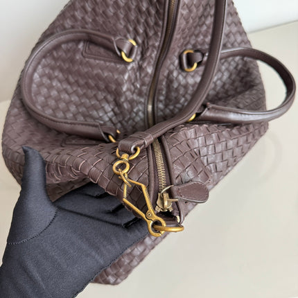 Bottega Veneta Maxi Convertible Tote Dark Chocolate Brown Leather Gold HW 50cm