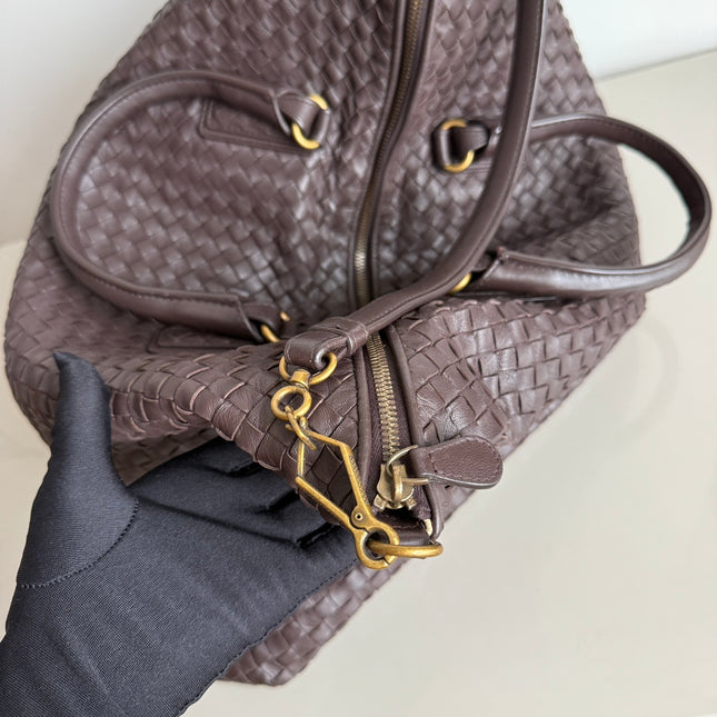 Bottega Veneta Maxi Convertible Tote Dark Chocolate Brown Leather Gold HW 50cm