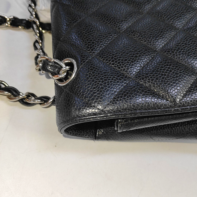 Chanel Classic Flap Maxi Black Caviar Leather Single Flap with Silver Hardware