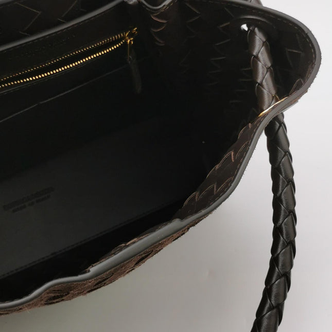 Bottega Veneta Andiamo Medium Dark Brown Suede Handbag