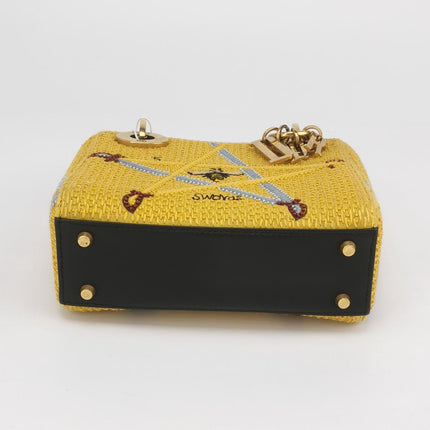 Lady Dior Mini Limited Edition Yellow Star and Bee Beaded Handbag 2017
