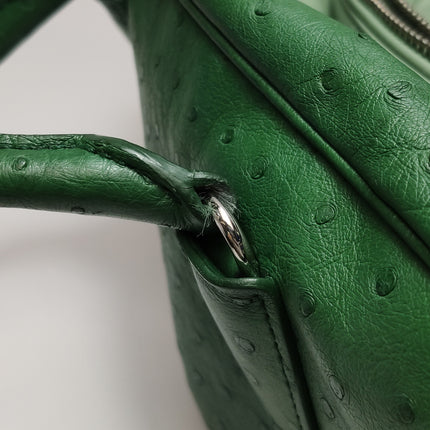 Prada Inside Bag Green Ostrich Leather Green Lambskin Leather Interior Medium