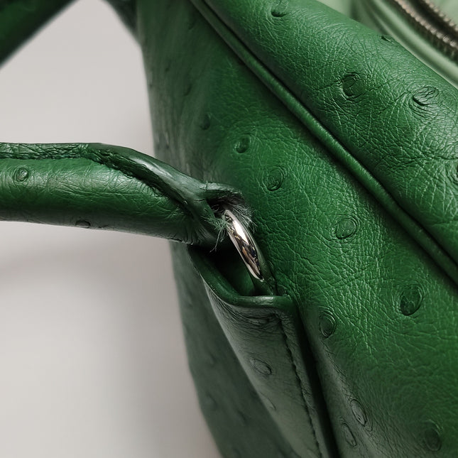 Prada Inside Bag Green Ostrich Leather Green Lambskin Leather Interior Medium