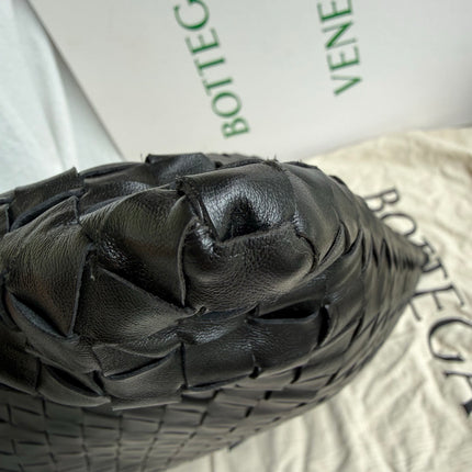 Bottega Veneta Hop Black Intrecciato Leather Maxi Hobo Bag 54cm