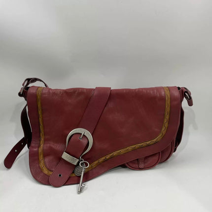 Dior Vintage Gaucho XL Red Leather Crossbody Bag 42cm