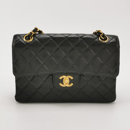 Chanel Double Sided Small Classic Flap Black Lambskin Leather 24k Gold Hardware, 1996-1997