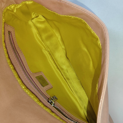 FENDI Baguette Vintage Pink Lambskin Leather Shoulder Bag Silver Hardware