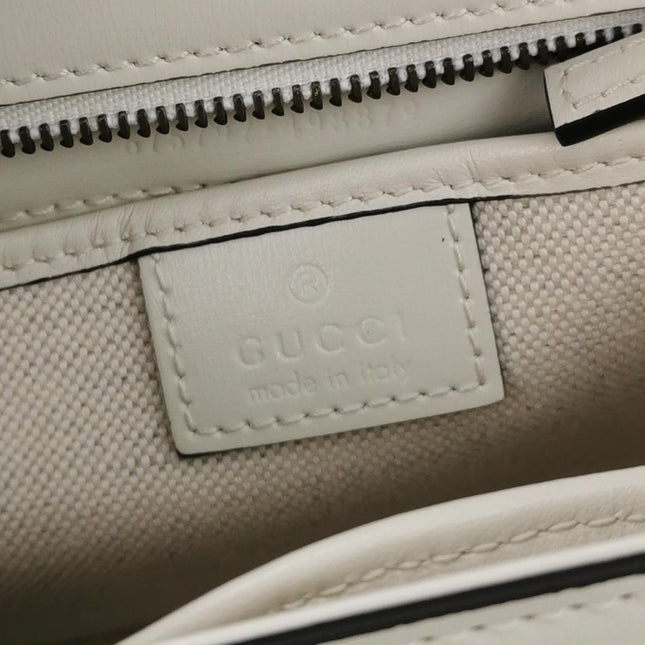 Gucci Bamboo 1947 Top Handle Bag Small White Box Leather Canvas Strap