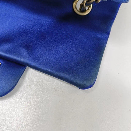 Sold Chanel Classic Flap 2013-2014 Blue Silk Satin Mini Crossbody Bag