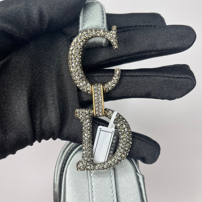 Sold Dior Saddle Mini Silk Greyish Blue with crystals