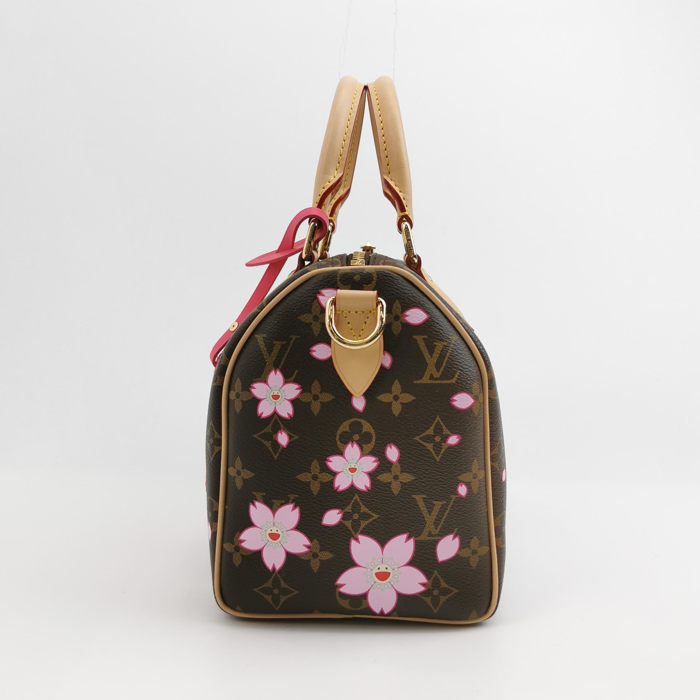 louis vuitton cherry blossom backpack Louis Vuitton X Takashi Murakami Speedy Handbag Limited Edition Cherry Blossom Monogram 25 Satchel