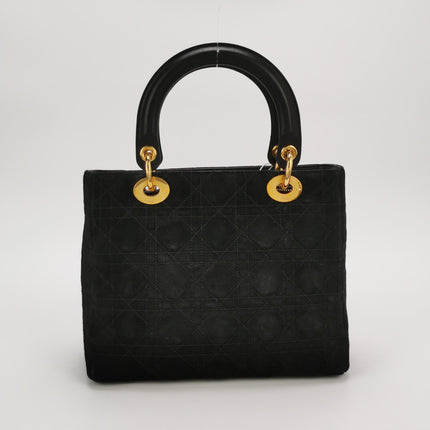 Lady Dior Vintage Medium Black Suede Leather Gold Hardware 1997