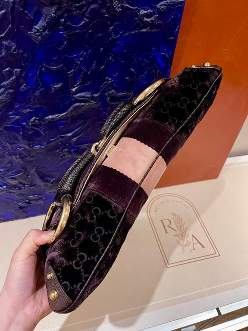 Sold Gucci Horsebit 1955 Large Velvet Purple Shoulder Bag