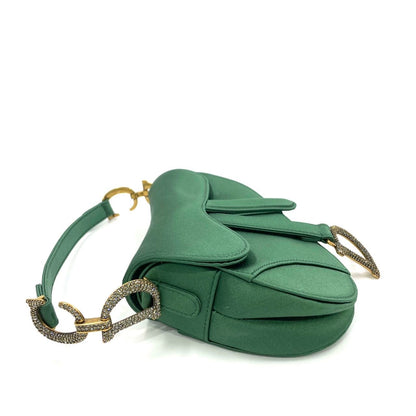 Dior Saddle Mini 2019 Silk Emerald Green with crystals