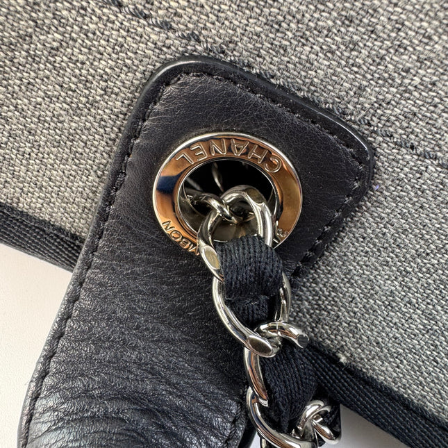 Chanel Deauville Tote Medium Navy Denim Top Handle