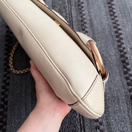 Gucci Horsebit 1955 Large White Leather Shoulder Bag