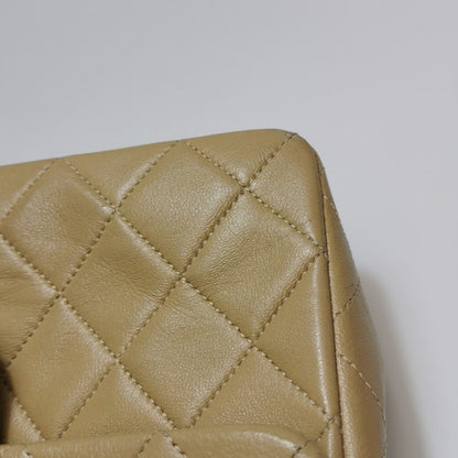 Chanel Vintage Classic Flap Mini Square Beige Lambskin 24k Gold HW, 1989-1991