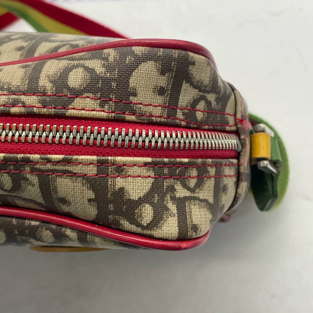 Dior No. 2 Rasta Trotter Camera Bag Beige Monogram Red Yellow Green Web Strap