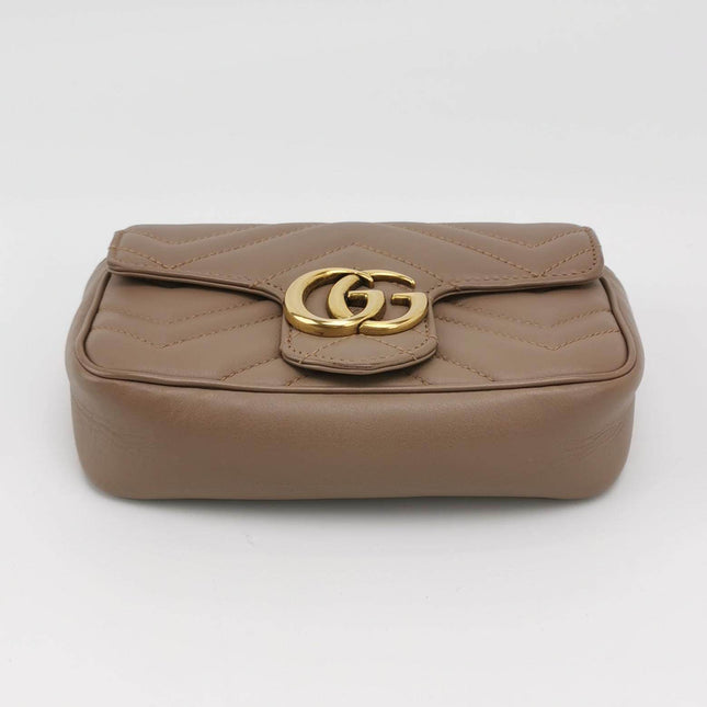 Sold Gucci Marmont Super Mini Flap Leather Bag Beige Leather