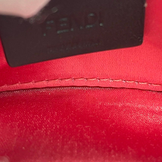 Fendi Nano Baguette Charm Red Sequins Satin Interior Chain Strap