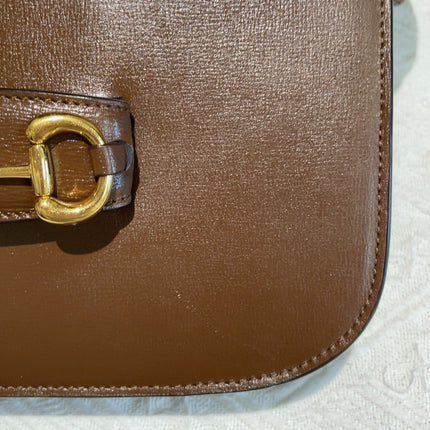 Gucci 1955 Horsebit Shoulder Bag Caramel Brown Small Leather