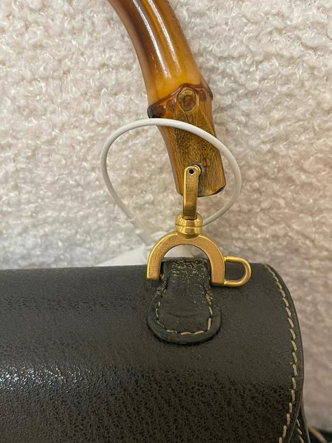 Gucci Bamboo 1947 Top Handle Bag Leather Small Dark Green