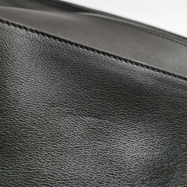 Loewe Puzzle Large Black Smooth Leather White Logo